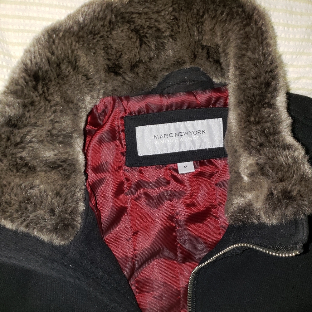 Andrew Marc Car Coat removable fur collar